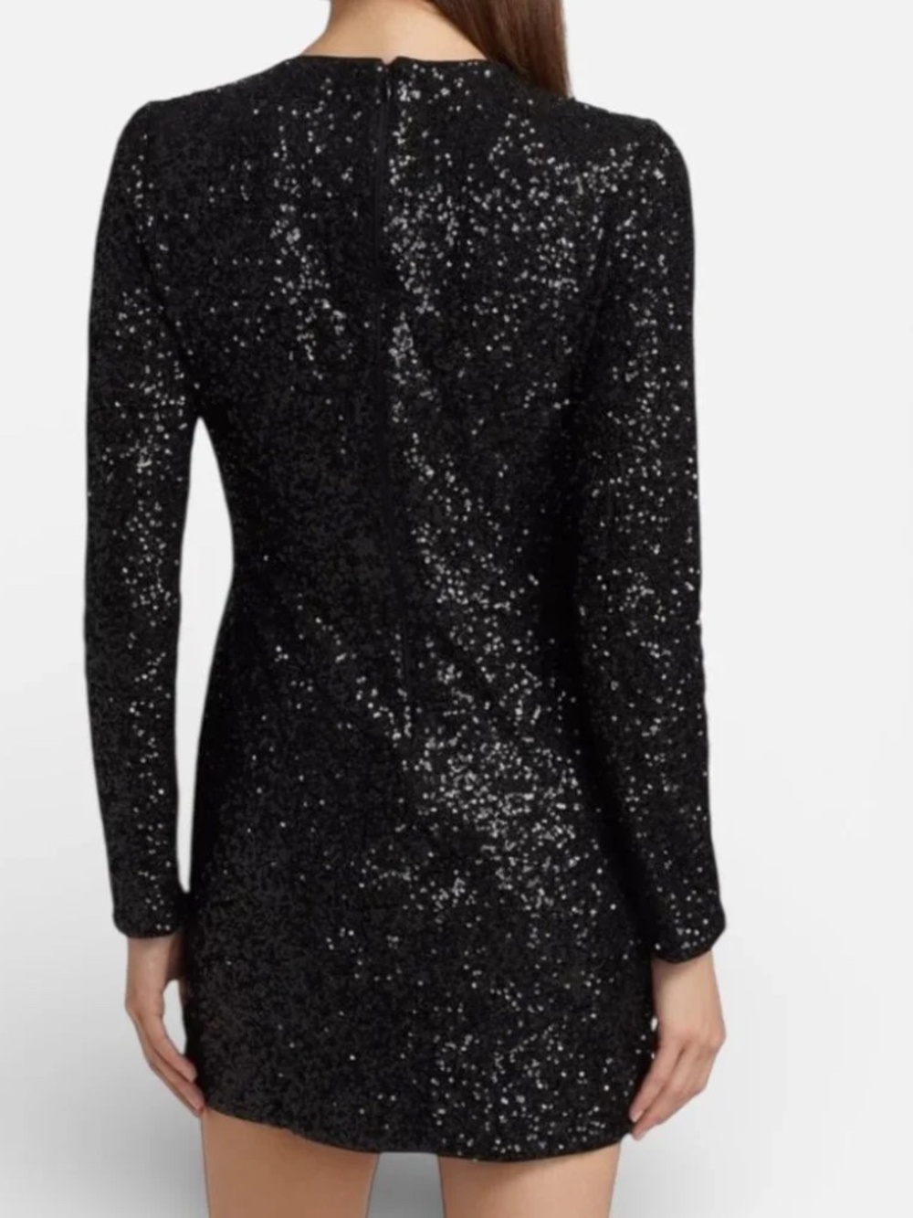 NWT Frame Sequin Mini Embellished Fitted Dress Black Long Sleeve Size S $798 - Picture 3 of 5
